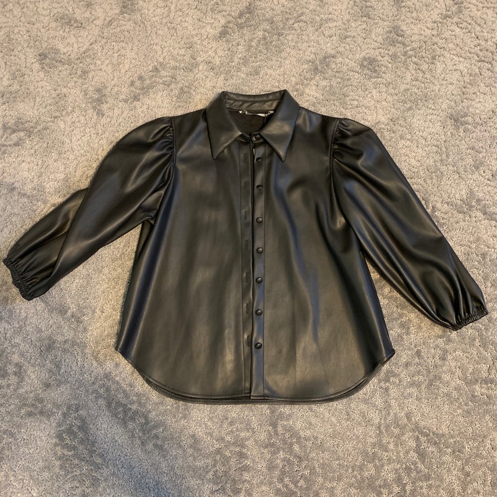 Zara black faux leather top